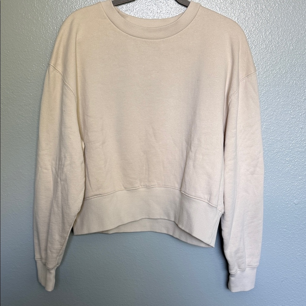 LIFETIME cropped Cream Crewneck Sweatshirt